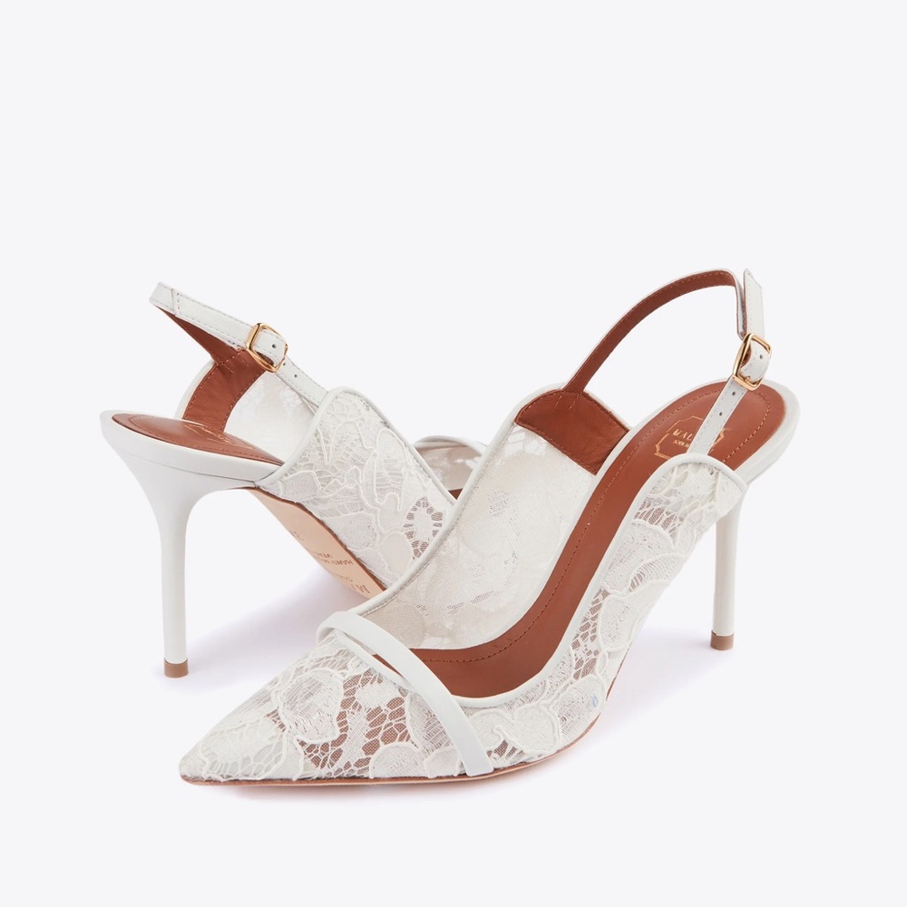 Malone Souliers Marion 70s White Slingbacks